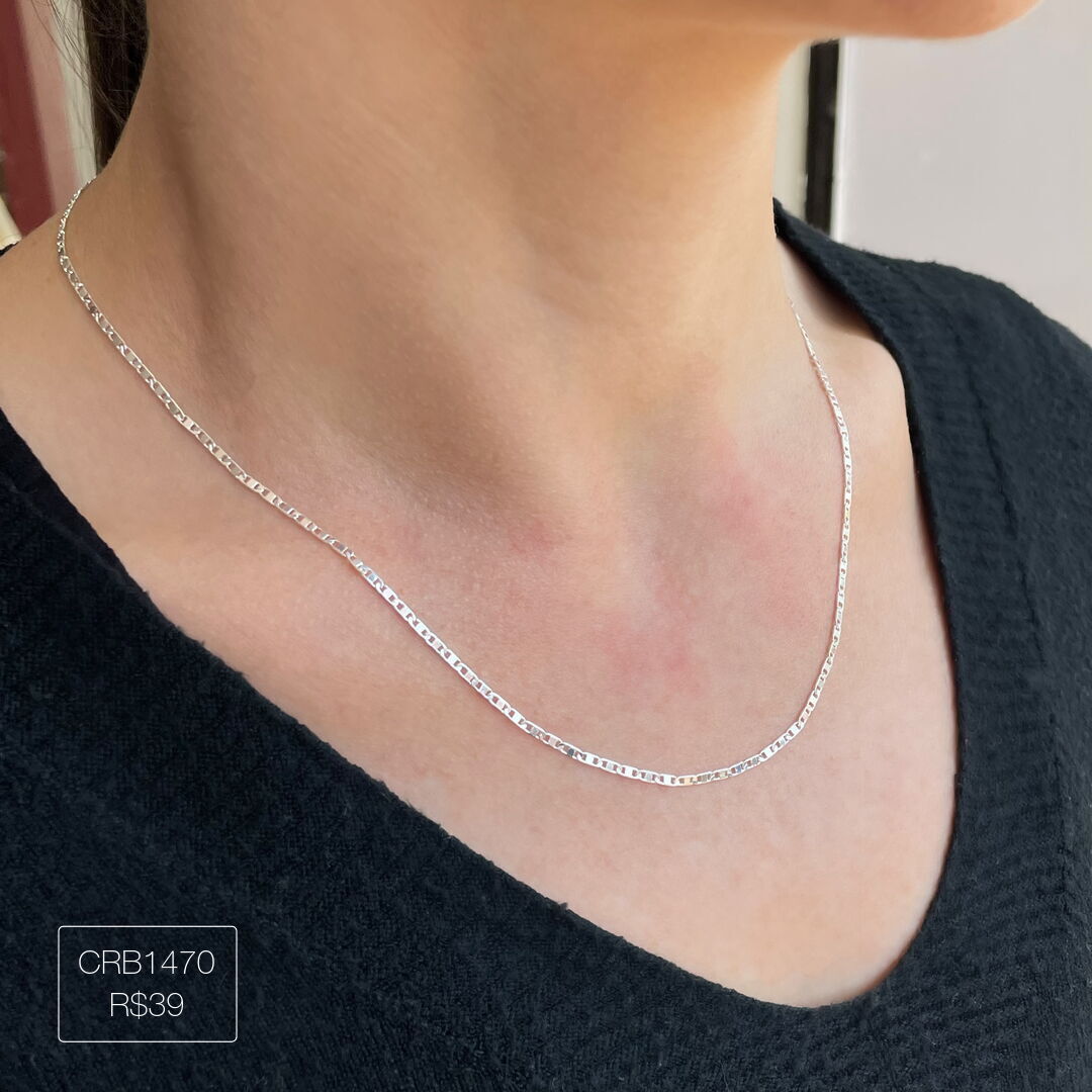 Colar Piastrini 45+5cm Lisa Prateada